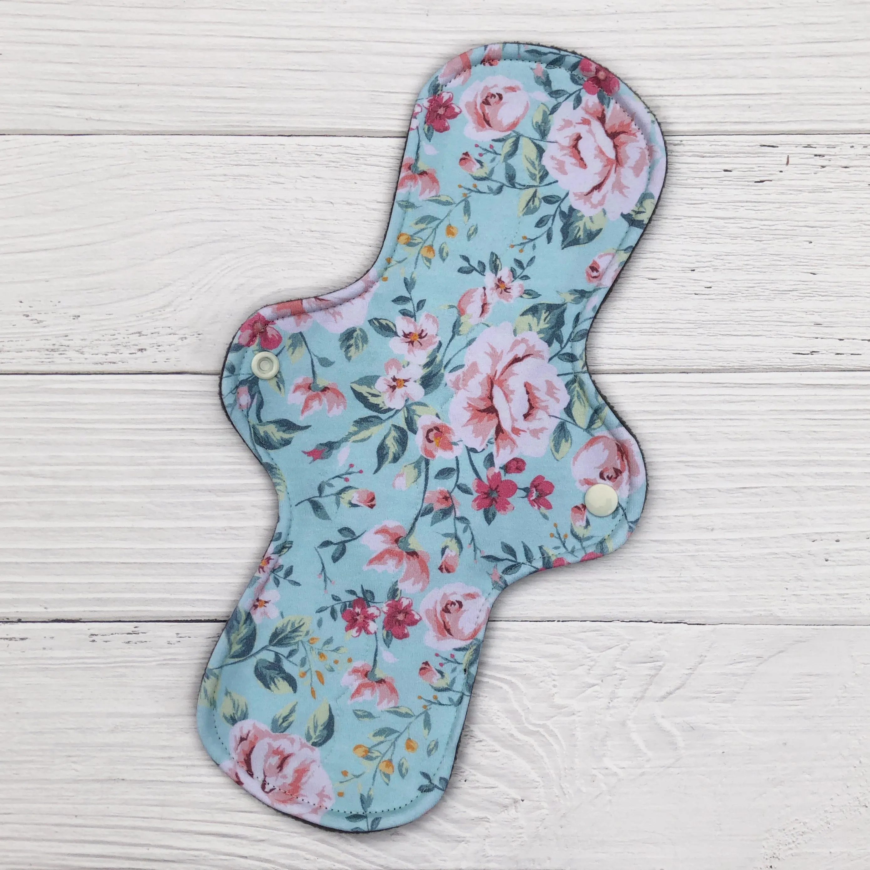 Moderate Absorbency Reusable Pads: Mint Floral