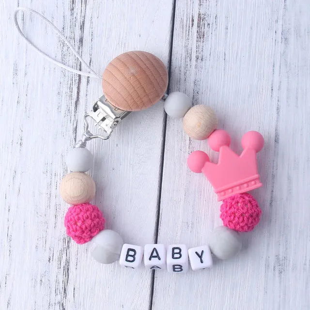 Mouse Head Style Handmade Personalized Name Pacifier Clips Silicone Attache Tetine Personnalise Infant Chupetero Personalizado