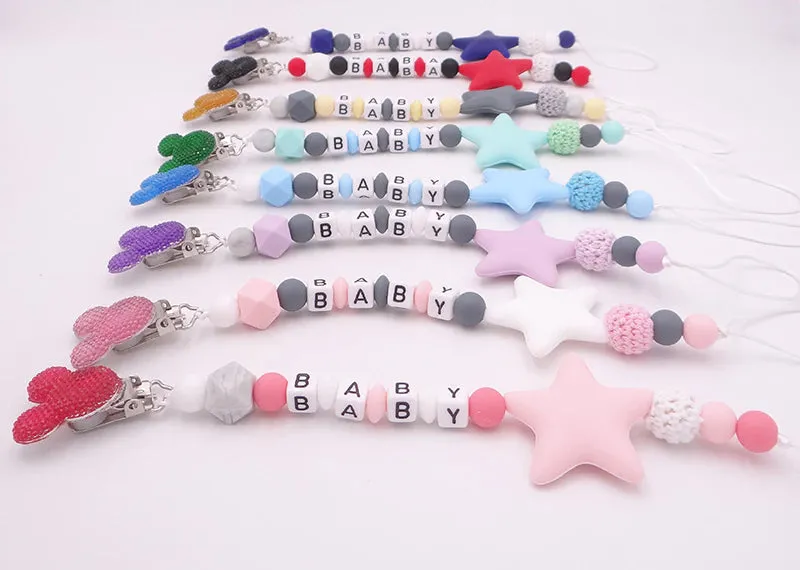 Mouse Head Style Handmade Personalized Name Pacifier Clips Silicone Attache Tetine Personnalise Infant Chupetero Personalizado