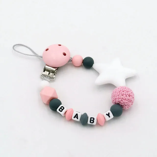 Mouse Head Style Handmade Personalized Name Pacifier Clips Silicone Attache Tetine Personnalise Infant Chupetero Personalizado