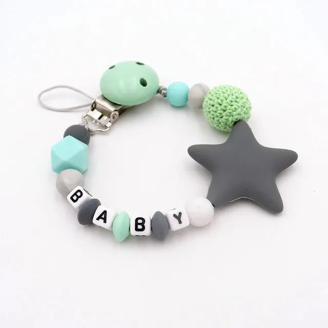 Mouse Head Style Handmade Personalized Name Pacifier Clips Silicone Attache Tetine Personnalise Infant Chupetero Personalizado