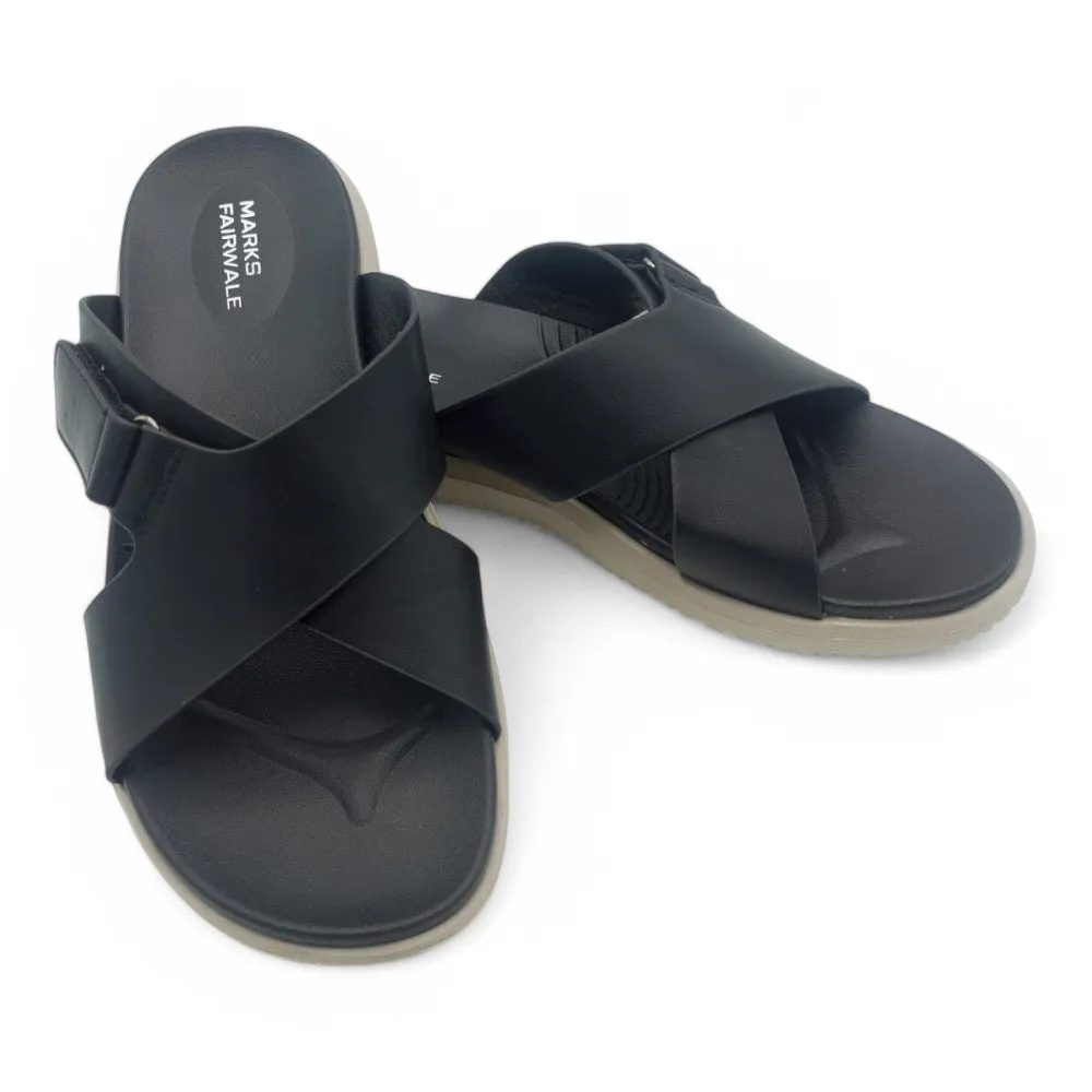 Mova Comfort Cross Strap Slippers 6003 – Black