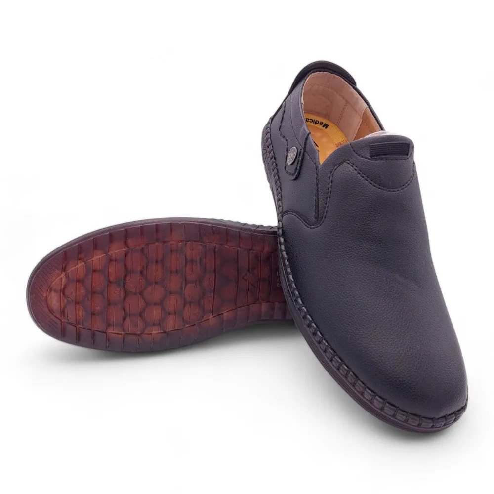 Mova Rexine Leather SlipOns RT01 - Sleek Black
