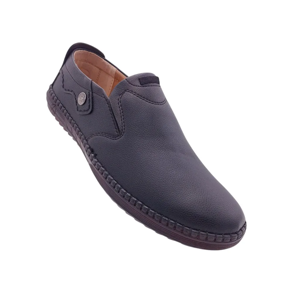 Mova Rexine Leather SlipOns RT01 - Sleek Black
