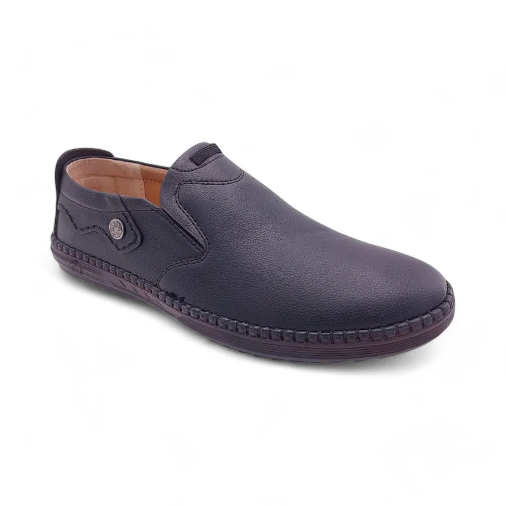 Mova Rexine Leather SlipOns RT01 - Sleek Black
