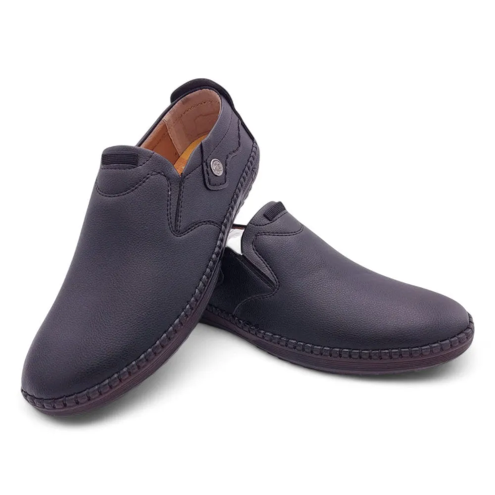 Mova Rexine Leather SlipOns RT01 - Sleek Black