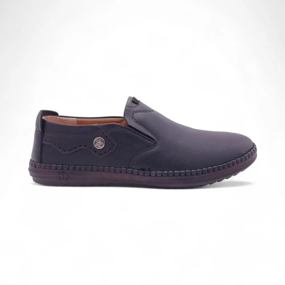 Mova Rexine Leather SlipOns RT01 - Sleek Black