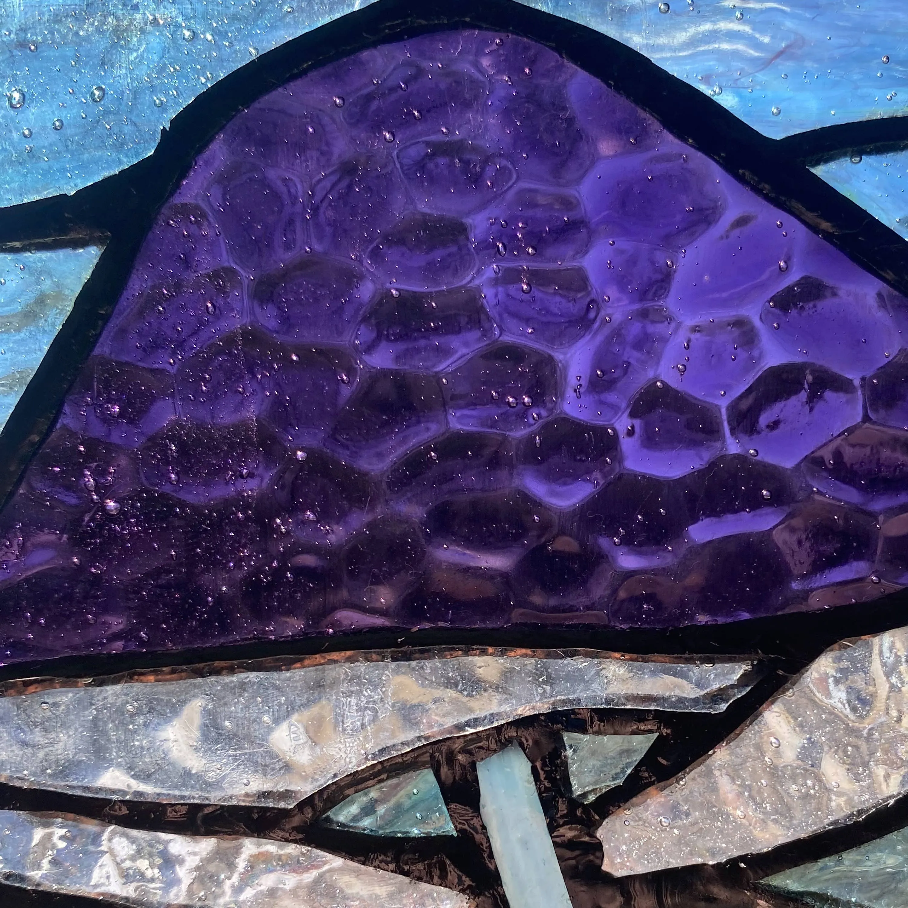 Mushrooms Stained Glass Window Panel- 11.5"H