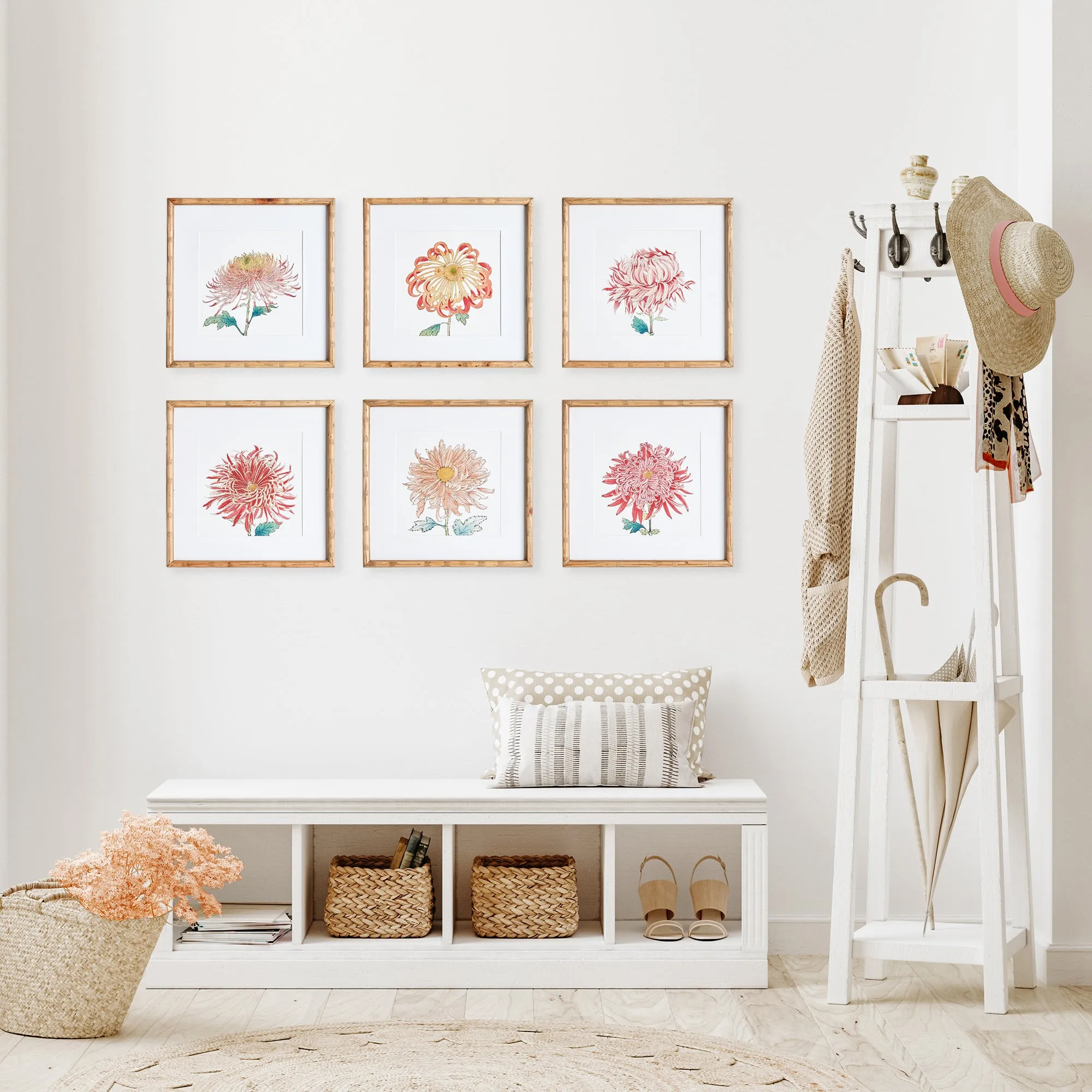 NAPA Home & Garden, COLORFUL CHRYSANTHEMUM PRINTS, SET OF 6,N3NH43