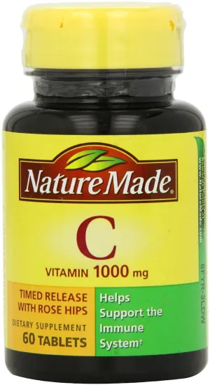 Nature Made Vitamina C 1000 mg Timed Release con Rose Hips, 60 tabletas