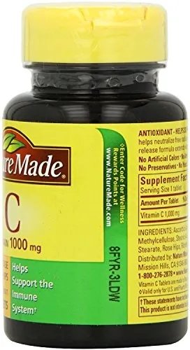 Nature Made Vitamina C 1000 mg Timed Release con Rose Hips, 60 tabletas