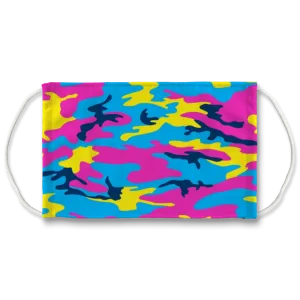 Neon Pink Yellow Blue Camo Face Mask