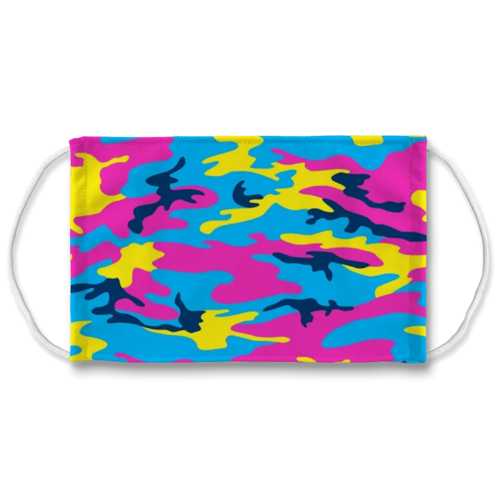 Neon Pink Yellow Blue Camo Face Mask
