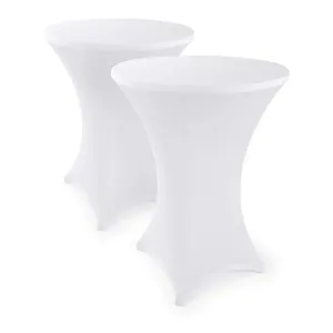 NEW 36" White Spandex Cocktail Table Cloth Fitted Round Cocktail Table Stretch Highboy Cocktail Table, Retails $43 
