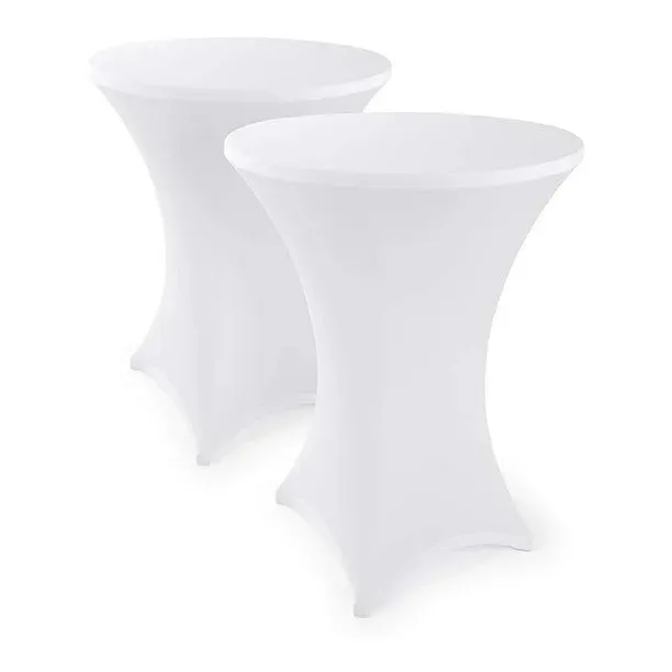 NEW 36" White Spandex Cocktail Table Cloth Fitted Round Cocktail Table Stretch Highboy Cocktail Table, Retails $43 