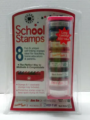 New in package! 8Pcs Teacher Stamps for Classroom! Self-inking with Protective Stamp cover & Tray! Stamps good for more than 20,000 impressions!