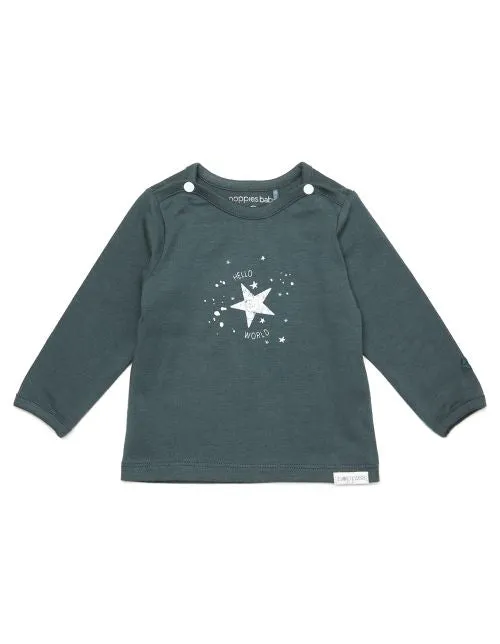 Noppies - Dark Slate Long Sleeve U-LuxTshirt - Tekst