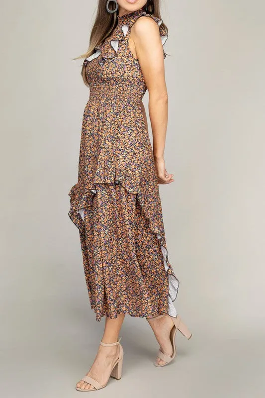 Nuvi Apparel Tiered maxi dress with ruffle trim