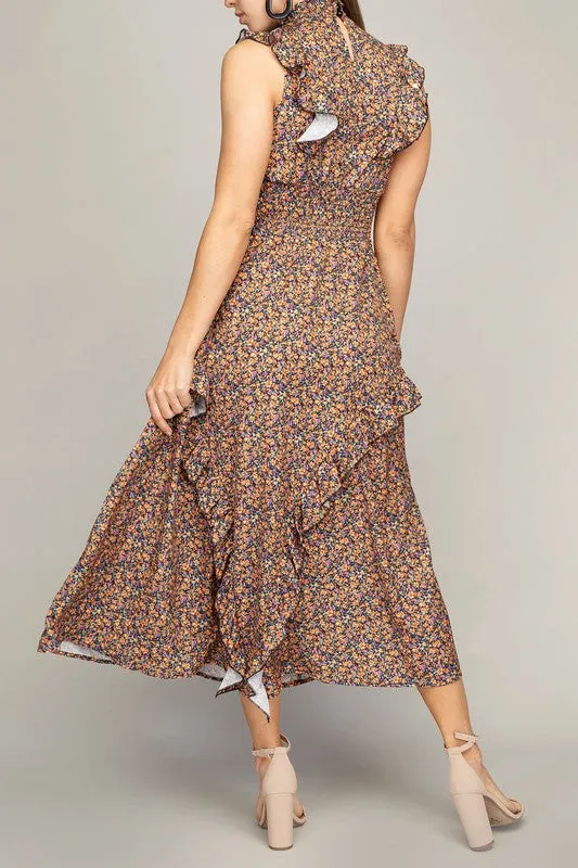 Nuvi Apparel Tiered maxi dress with ruffle trim