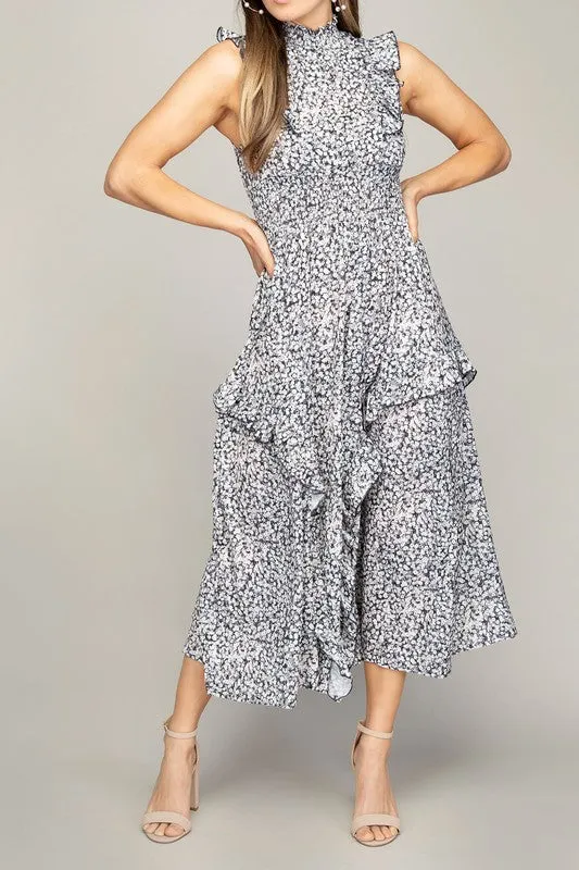 Nuvi Apparel Tiered maxi dress with ruffle trim