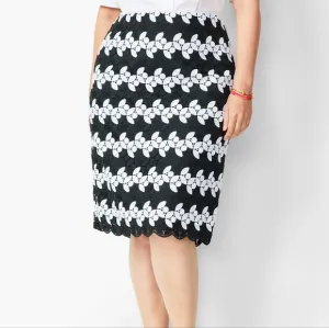 NWT Talbots RSVP Black/White Lace Dot Floral Pencil Skirt 22W