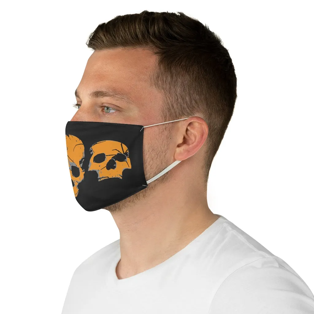 Orange Skulls on Black Fabric Face Mask Printed Cloth Halloween