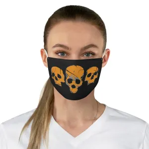 Orange Skulls on Black Fabric Face Mask Printed Cloth Halloween