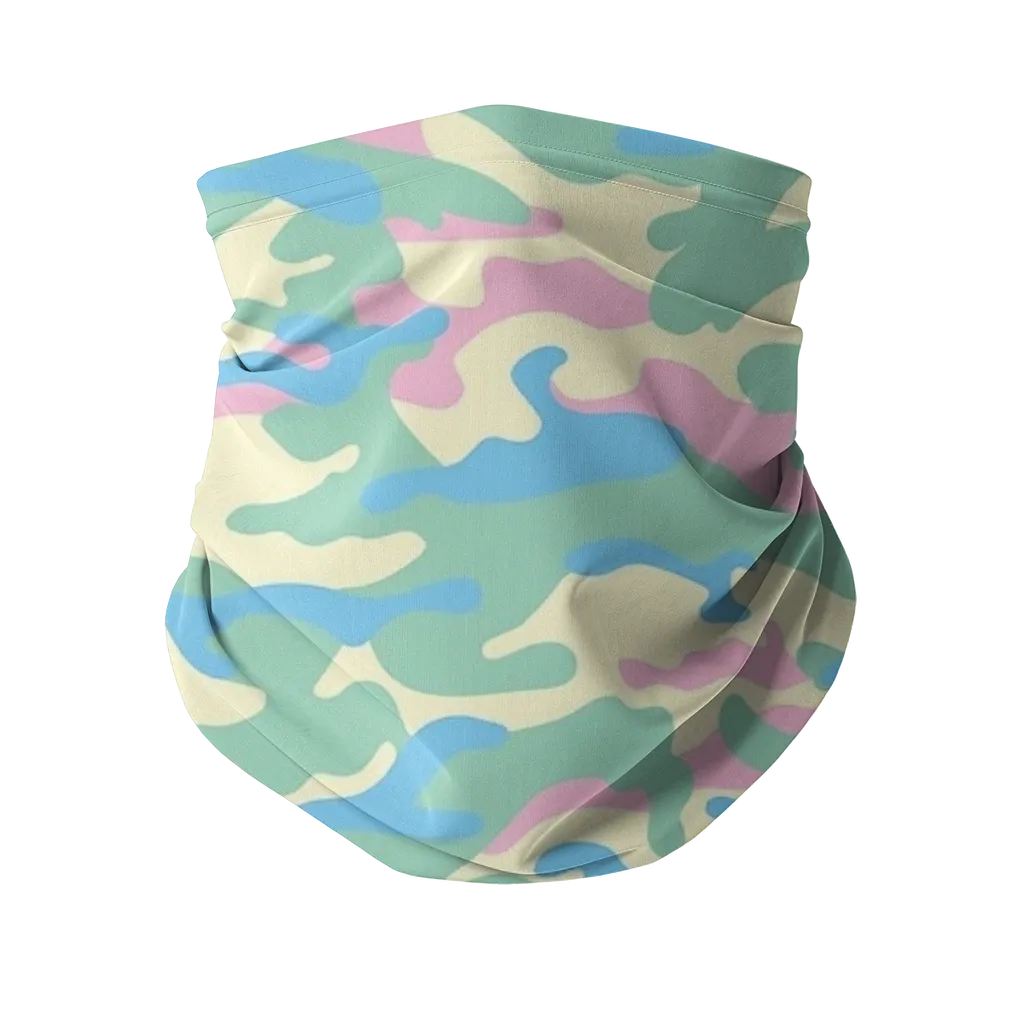 Pastel Pink Blue Yellow Camo Sublimation Neck Gaiter