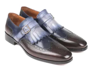 Paul Parkman Men's Kiltie Monkstraps in Blue & Brown