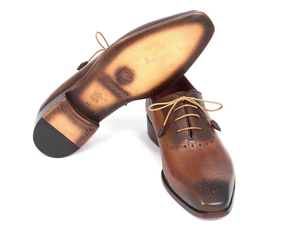 Paul Parkman Men's Medallion Toe Oxfords in Brown & Camel