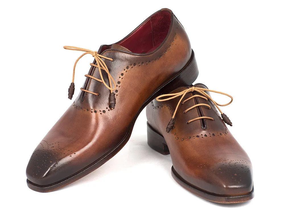 Paul Parkman Men's Medallion Toe Oxfords in Brown & Camel