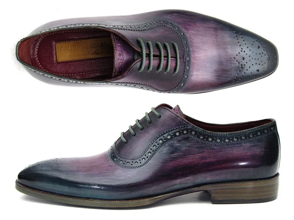 Paul Parkman Men's Medallion Toe Oxfords in Purple & Navy