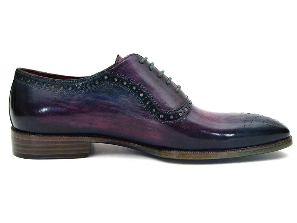 Paul Parkman Men's Medallion Toe Oxfords in Purple & Navy