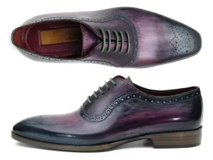 Paul Parkman Men's Medallion Toe Oxfords in Purple & Navy