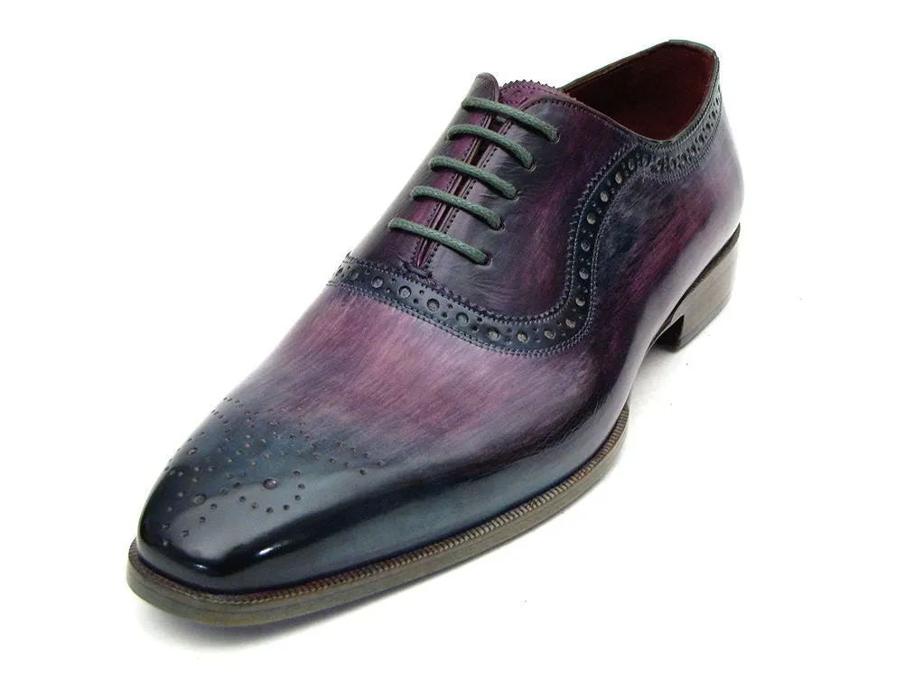 Paul Parkman Men's Medallion Toe Oxfords in Purple & Navy