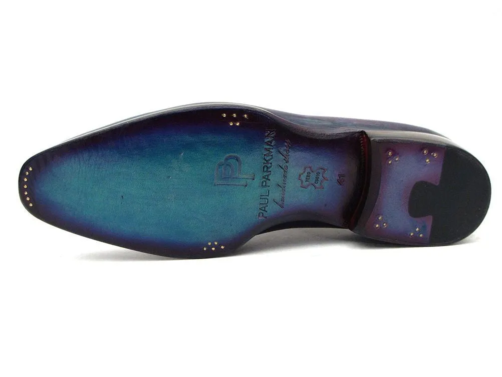 Paul Parkman Men's Medallion Toe Oxfords in Purple & Navy