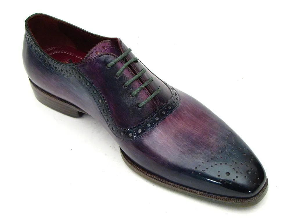 Paul Parkman Men's Medallion Toe Oxfords in Purple & Navy
