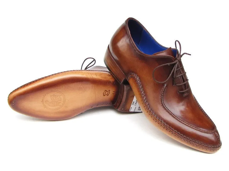 Paul Parkman Men's Side Handsewn Leather Split-toe Oxfords in Brown