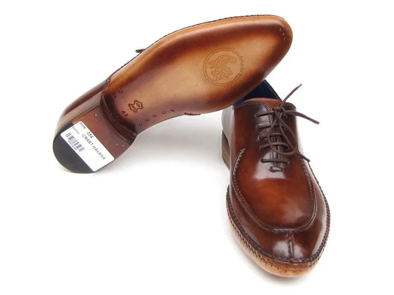 Paul Parkman Men's Side Handsewn Leather Split-toe Oxfords in Brown