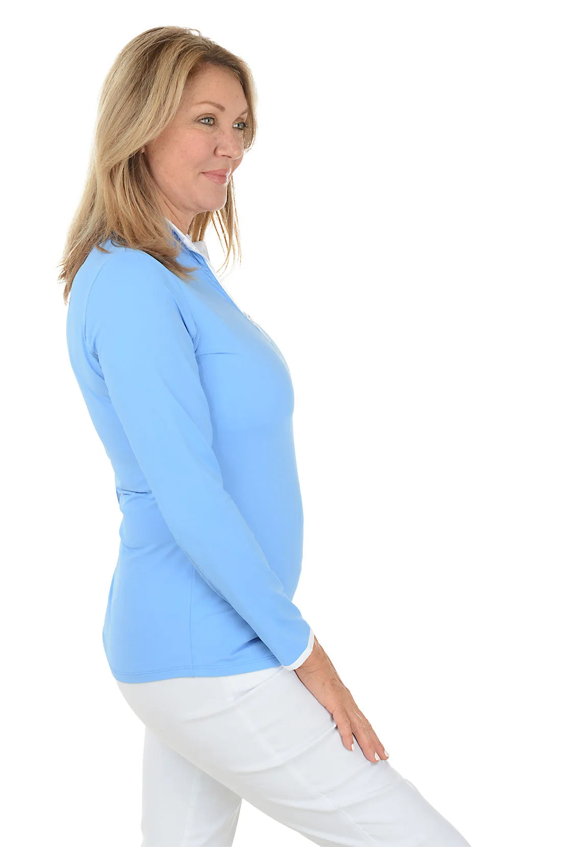 Periwinkle UPF50  Contrast Piping Sun Shirt