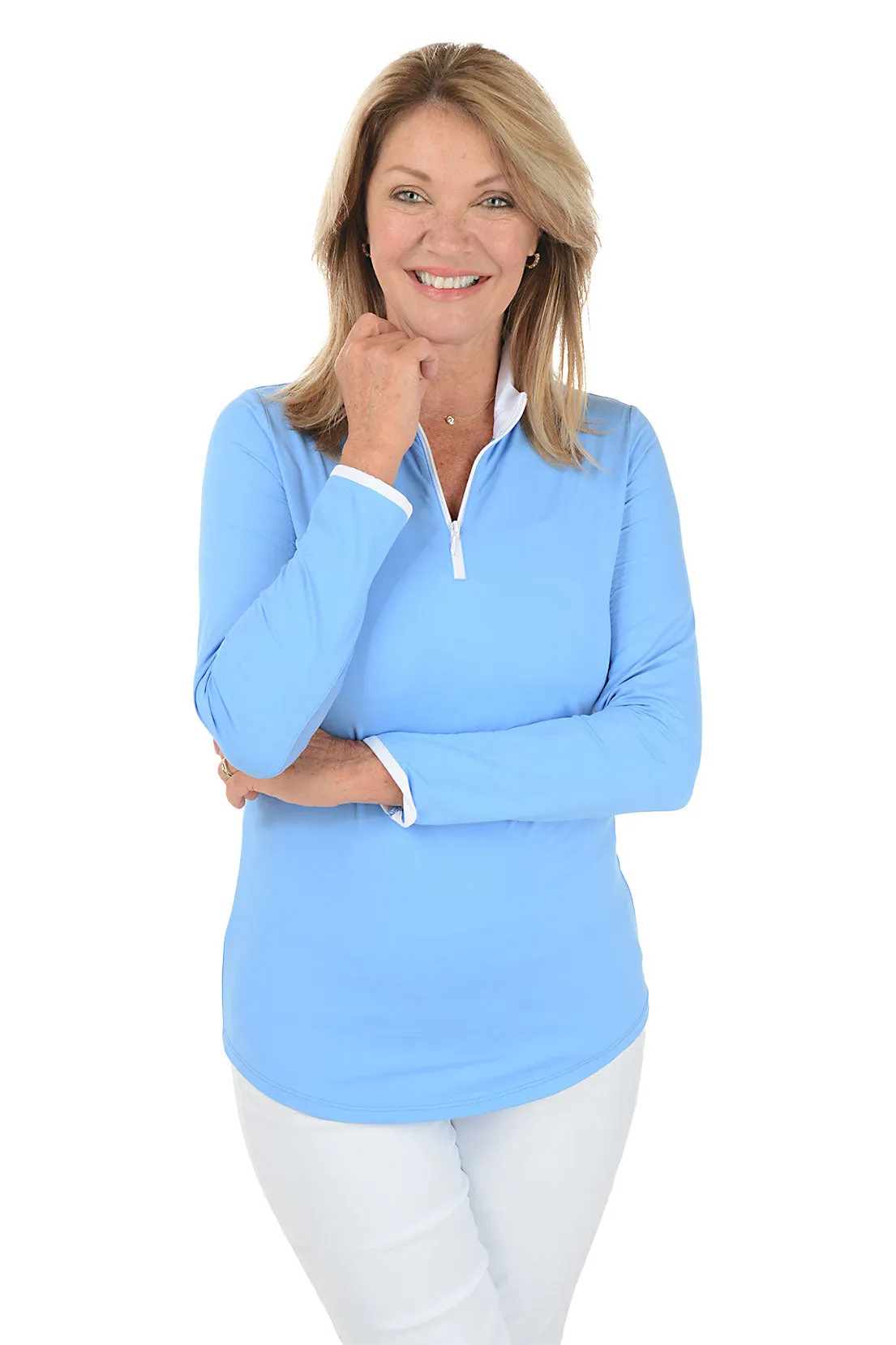Periwinkle UPF50  Contrast Piping Sun Shirt