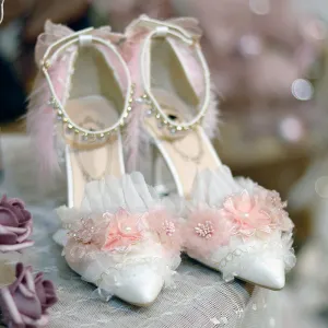 Pink Feather Flower Shoes