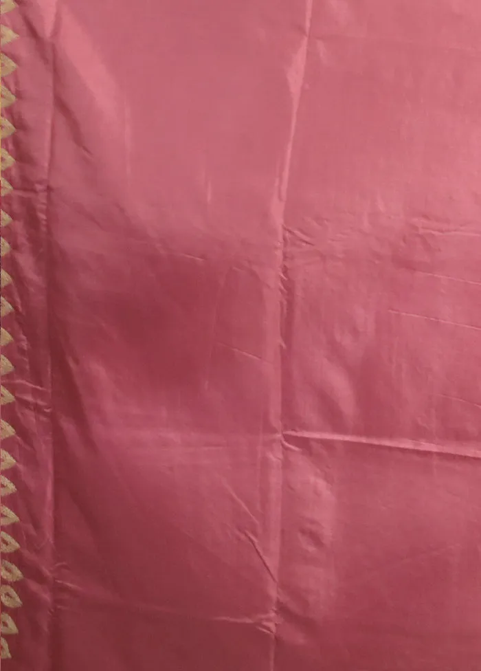 Pink Kantha Stitch Silk Saree With Blouse Piece