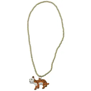 Pink Poppy Leopard Ball Chain Necklace