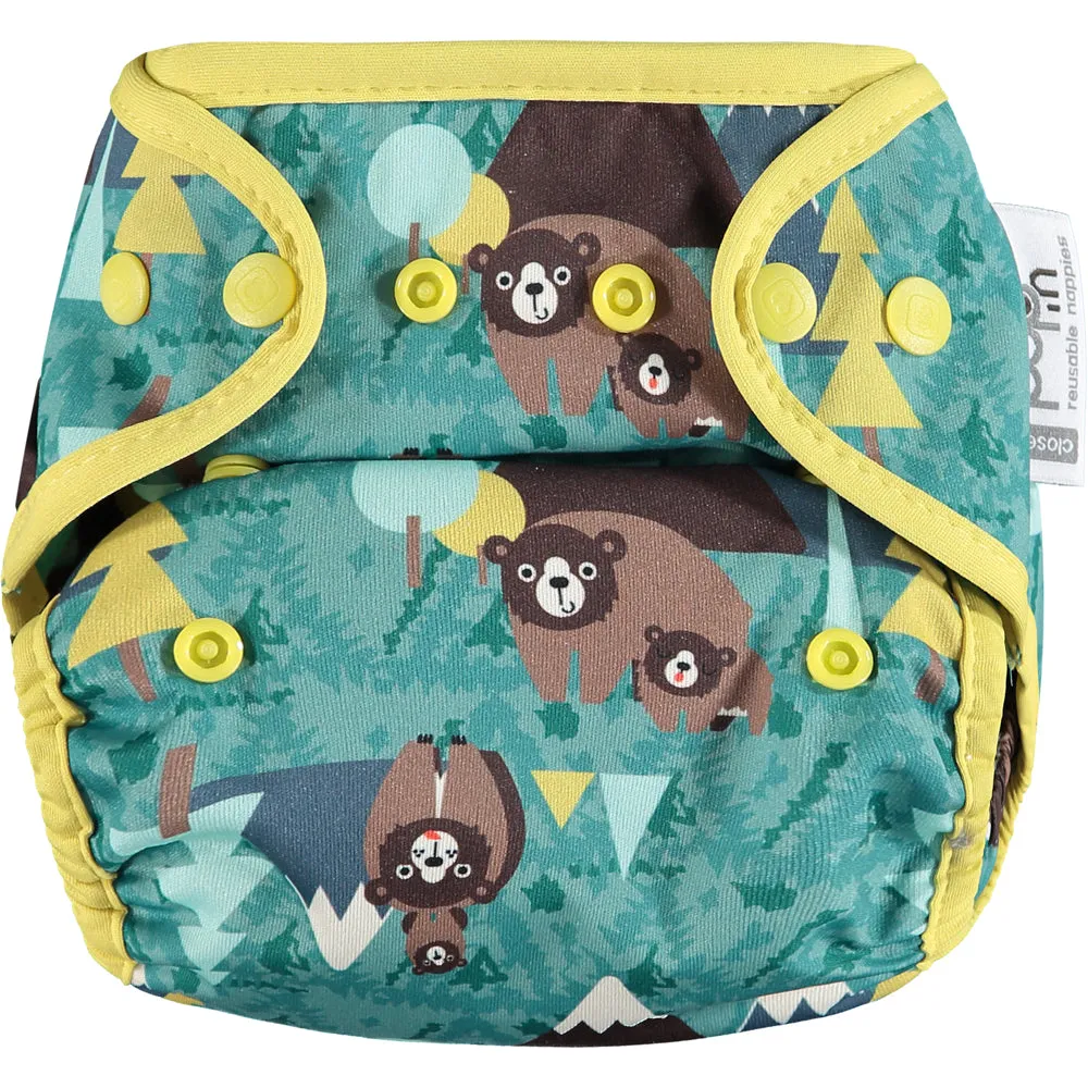 Pop-In Single Printed Nappy Bamboo Popper Bear