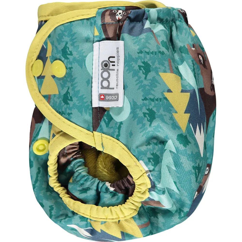 Pop-In Single Printed Nappy Bamboo Popper Bear