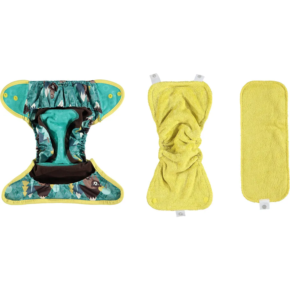 Pop-In Single Printed Nappy Bamboo Popper Bear