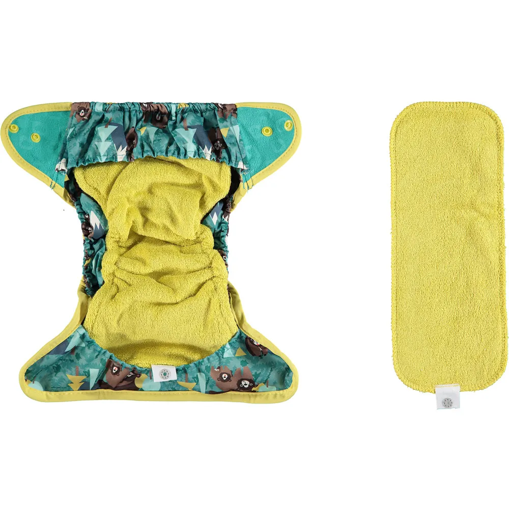 Pop-In Single Printed Nappy Bamboo Popper Bear