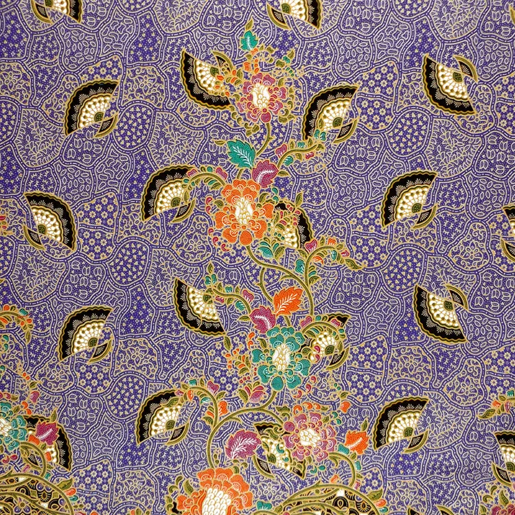 PURPLE & MULTICOLOR FANS & FLOWERS BATIK NAPKIN SET