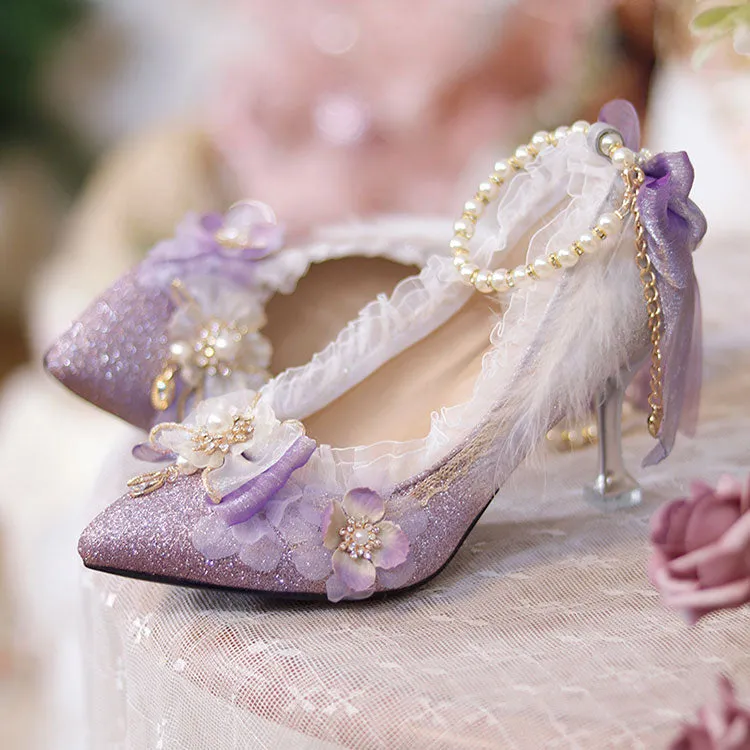 Purple Bow Flower Shoes